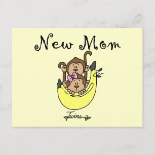 Twin Boy and Girl New mamma Tshirts Vykort
