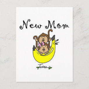Twin Boy and Girl New mamma Tshirts Vykort