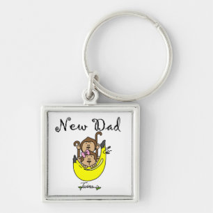 Twin Boy and Girl New Pappa Gifts Fyrkantig Silverfärgad Nyckelring