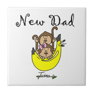 Twin Boy and Girl New Pappa Gifts Kakelplatta