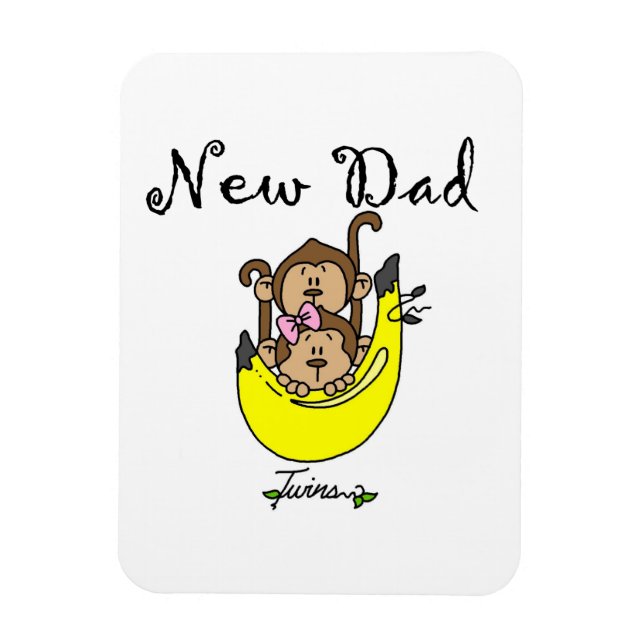 Twin Boy and Girl New Pappa Gifts Magnet (Vertikal)
