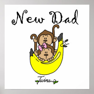 Twin Boy and Girl New Pappa Gifts Poster