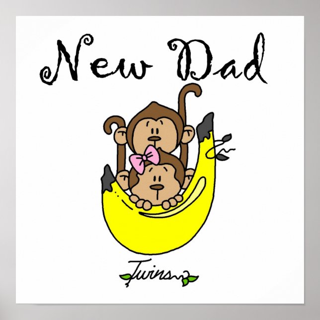 Twin Boy and Girl New Pappa Gifts Poster (Framsidan)