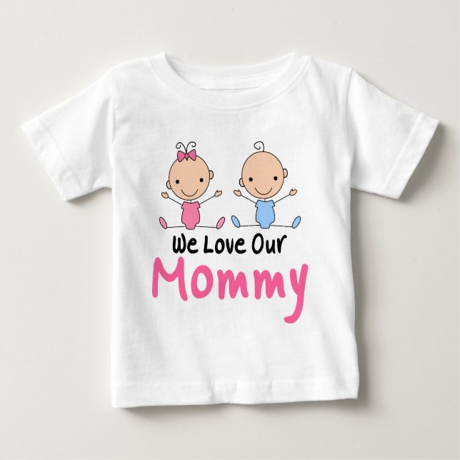 Twin Boy and Girl Stick figur Spädbarn T-shirt (Framsida)