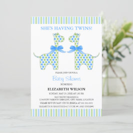 Twin Boy Giraffe Baby Shower Inbjudningar