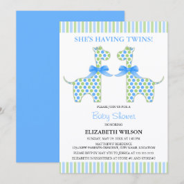 Twin Boy Giraffe Baby Shower Inbjudningar