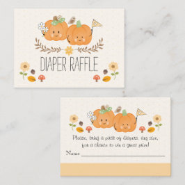 Twin Boy Girl Pumpkin Diaper Raffle Biljett Tilläggskort