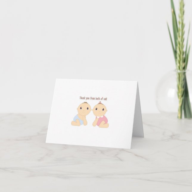Twin Boy/Girl Tackkort Card (Framsida)