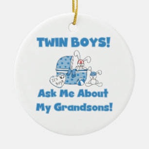 Twin Boy Grandsons Gifts Julgransprydnad Keramik