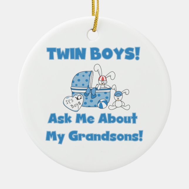 Twin Boy Grandsons Gifts Julgransprydnad Keramik (Framsidan)