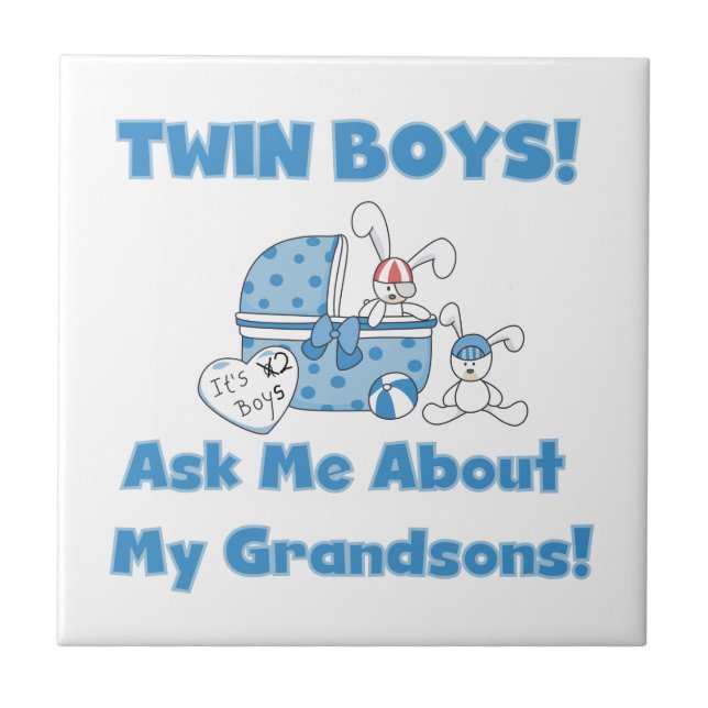 Twin Boy Grandsons Gifts Kakelplatta (Framsidan)