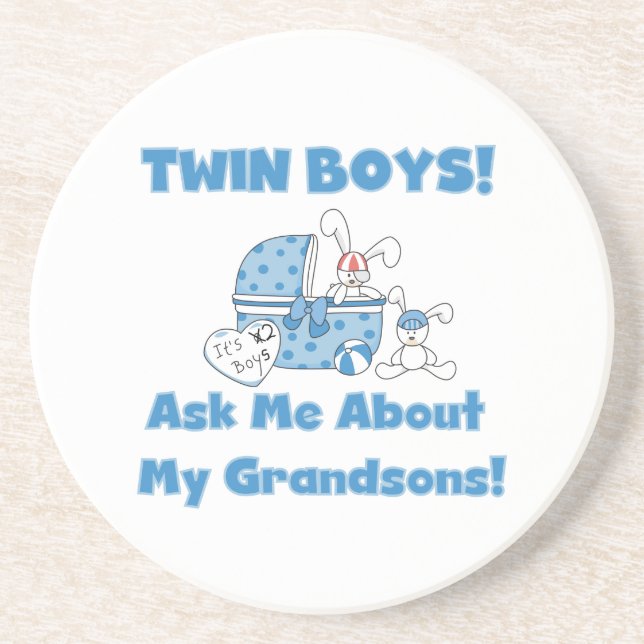 Twin Boy Grandsons Gifts Underlägg Sandsten (Framsidan)