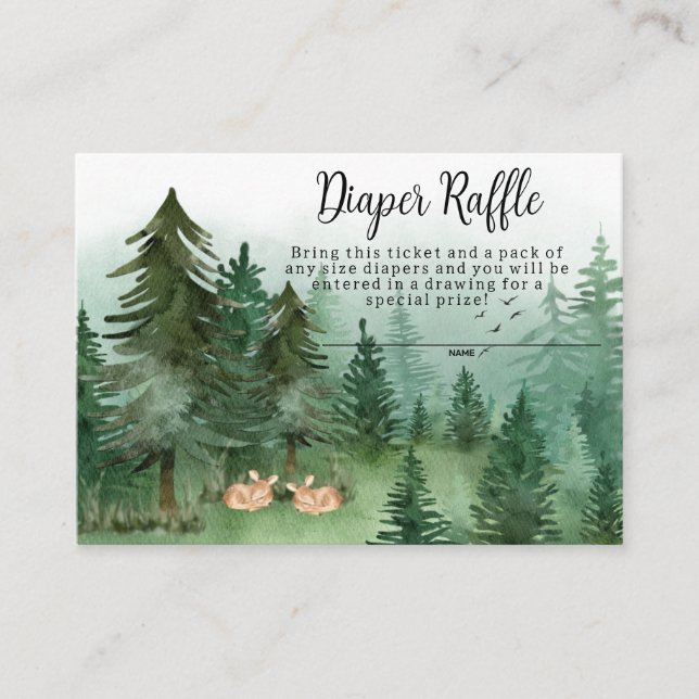 Twin Boy Hjort Woodland Baby Shower Raffle Tilläggskort (Framsida)