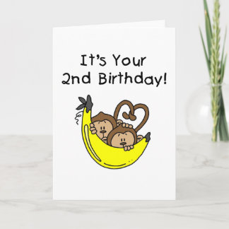 Twin Boy Monkey 2:a födelsedagen Kort