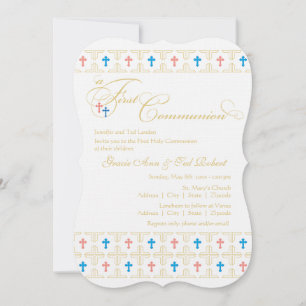 Twin Boy och Girl First Communion Call Inbjudningar