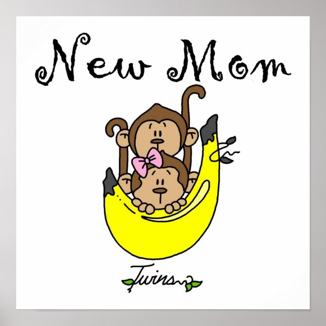 Twin Boy och GIrl New Mamma Gifts Poster (Framsidan)