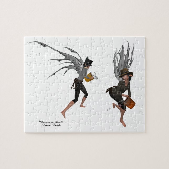 Twin Boy Rain Älvors Jigszle Puzzle Pussel (Horisontell)