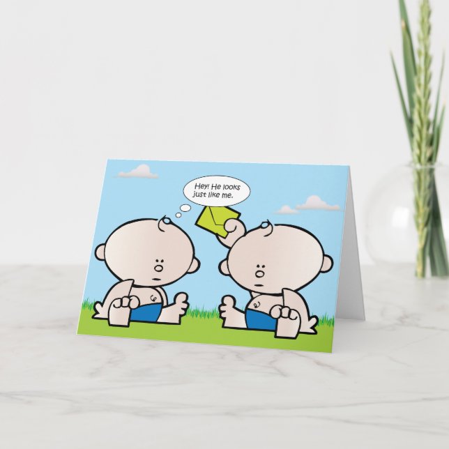 Twin Boy Spädbarn Greeting Card Kort (Framsida)