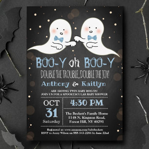 Twin Boy Spöken Halloween Baby Shower Inbjudningar
