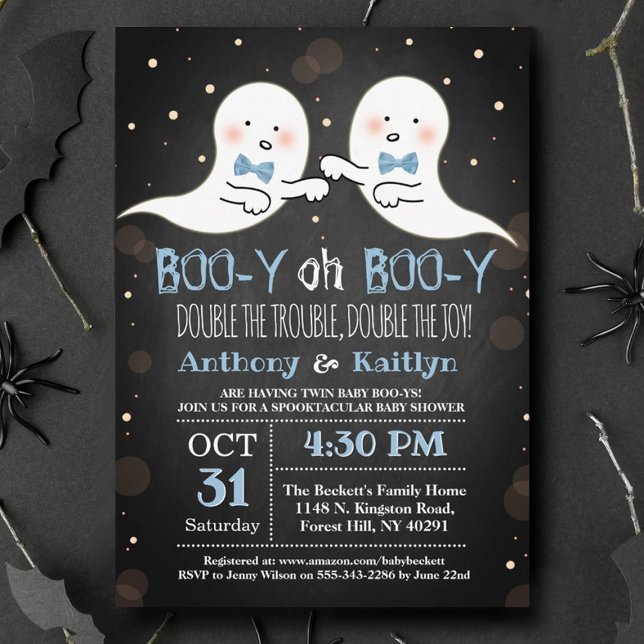 Twin Boy Spöken Halloween Baby Shower Inbjudningar (Skapare uppladdad)