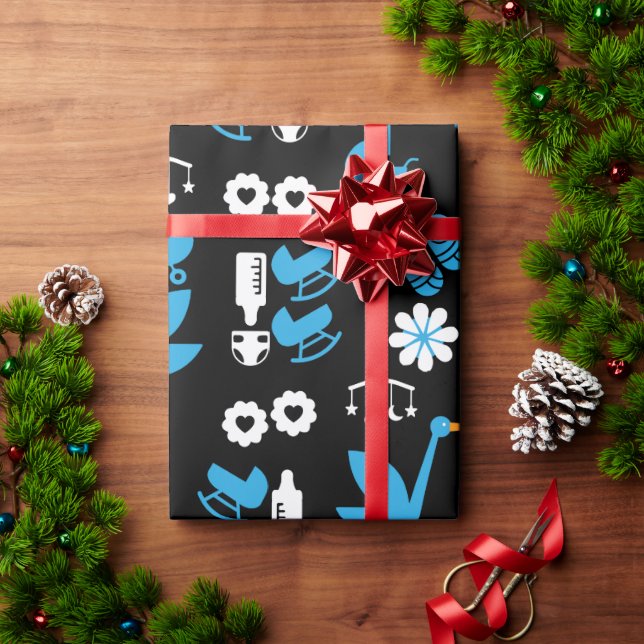 Twin Boy Stalk Delivery Blue Presentpapper (Julgåva)