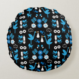 Twin Boy Stalk Delivery Blue Rund Kudde