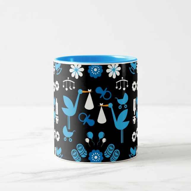 Twin Boy Stalk Delivery Blue Två-Tonad Mugg (Center)