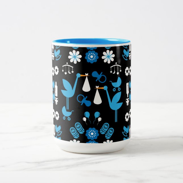 Twin Boy Stalk Delivery Blue Två-Tonad Mugg (Center)