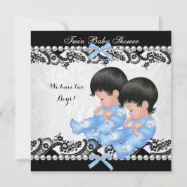Twin Boys Baby Shower Cute Boy Blue Inbjudningar