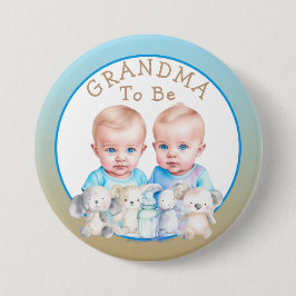 Twin Boy's Baby Shower Grandma som ska vara Knapp