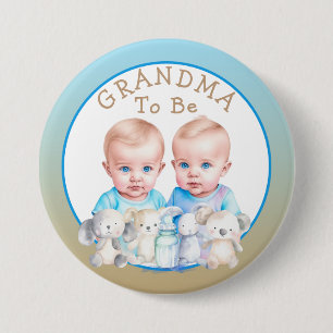 Twin Boy's Baby Shower Grandma som ska vara Knapp
