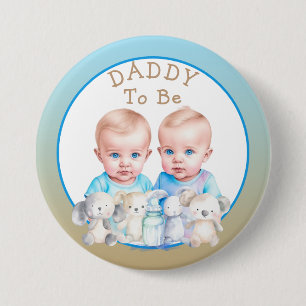 Twin Boy's Baby Shower pappa att vara Knapp
