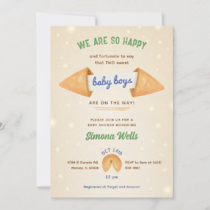 Twin Boys Baby Shower Sprinkle Little gentleman Inbjudningar