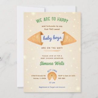 Twin Boys Baby Shower Sprinkle Little gentleman Inbjudningar