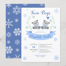 Twin Boys Cute björnbabydusch på vintern