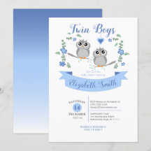Twin Boys Cute owls babyshower