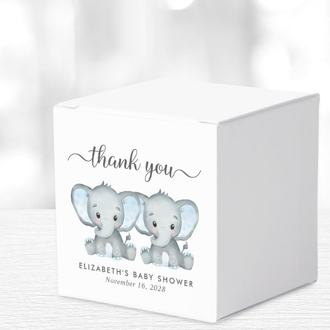 Twin Boys Elephants Baby Shower Tack Presentaskar (Skapare uppladdad)
