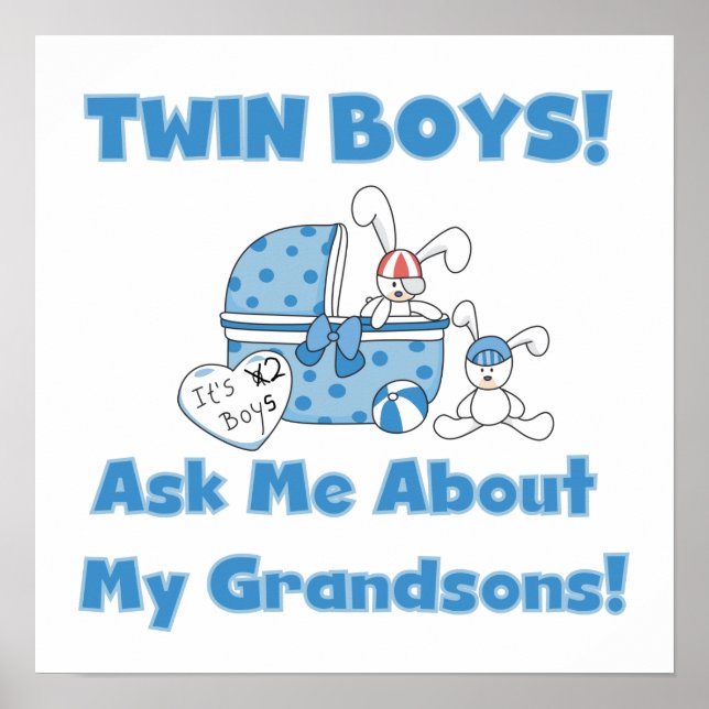 Twin Boys Grandsons Gifts Poster (Framsidan)