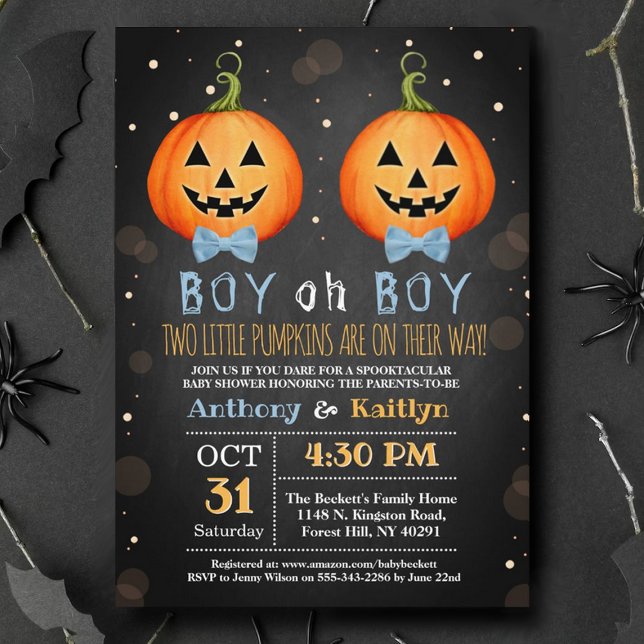 Twin Boys Little Pumpkin Halloween Baby Shower Inbjudningar (Skapare uppladdad)