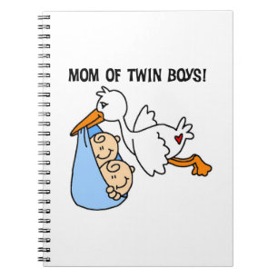 Twin Boys Mamma Stork Gifts Anteckningsbok