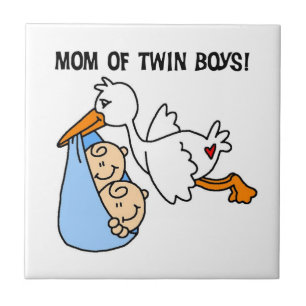 Twin Boys Mamma Stork Gifts Kakelplatta