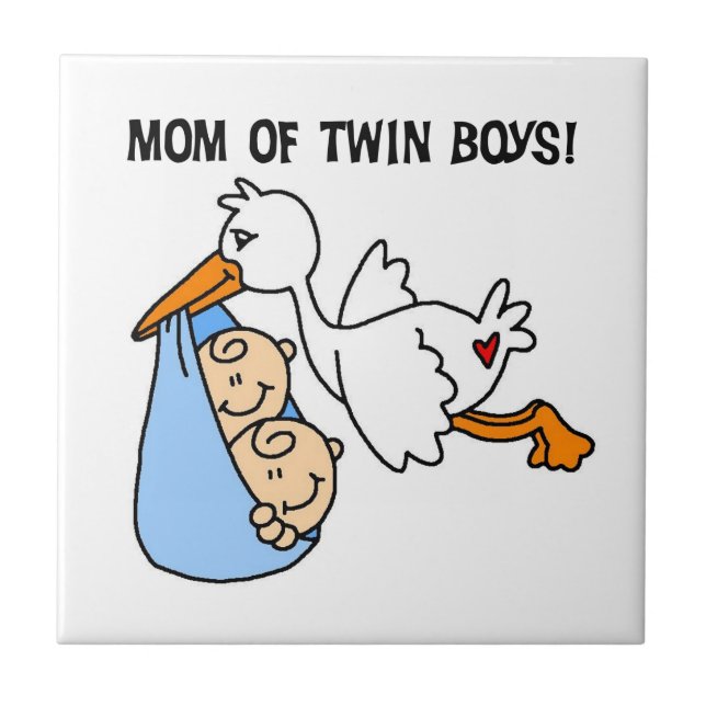 Twin Boys Mamma Stork Gifts Kakelplatta (Framsidan)