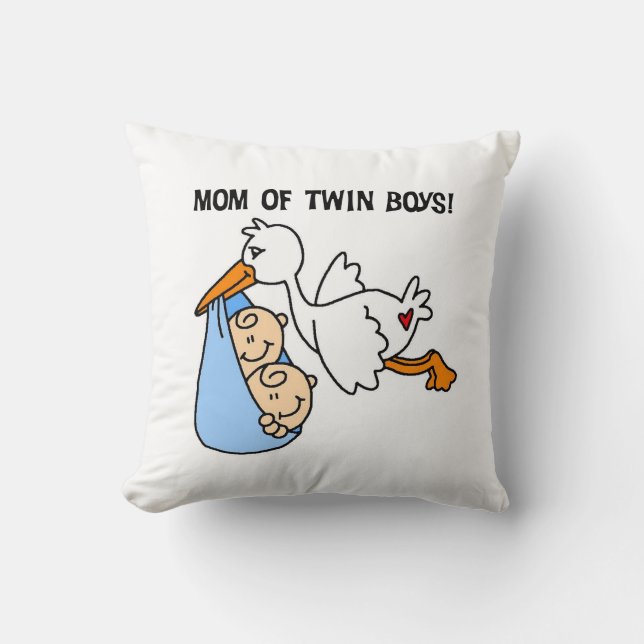 Twin Boys Mamma Stork Gifts Kudde (Framsida)