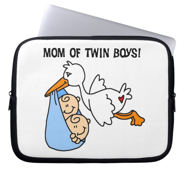 Twin Boys Mamma Stork Gifts Laptop Sleeve (Framsidan)