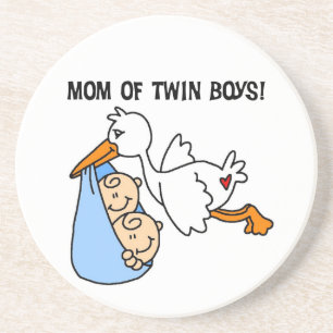 Twin Boys Mamma Stork Gifts Underlägg Sandsten