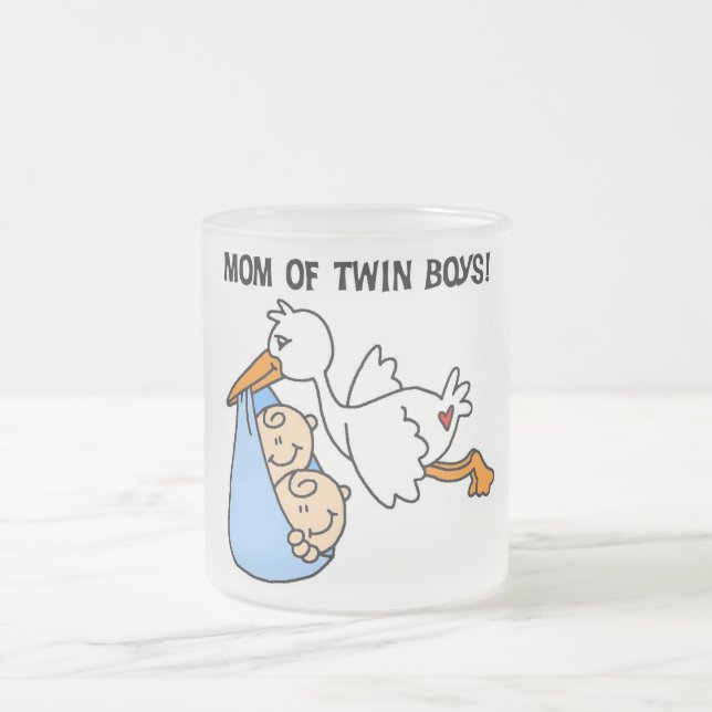 Twin Boys Mamma-Stork Tshirts och Gifts Frostad Glasmugg (Center)