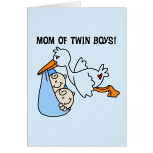 Twin Boys Mamma-Stork Tshirts och Gifts Hälsningskort
