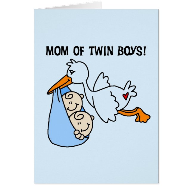 Twin Boys Mamma-Stork Tshirts och Gifts Hälsningskort (Framsidan)