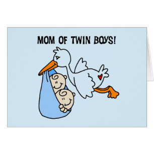 Twin Boys Mamma-Stork Tshirts och Gifts Hälsningskort