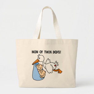 Twin Boys Mamma-Stork Tshirts och Gifts Jumbo Tygkasse